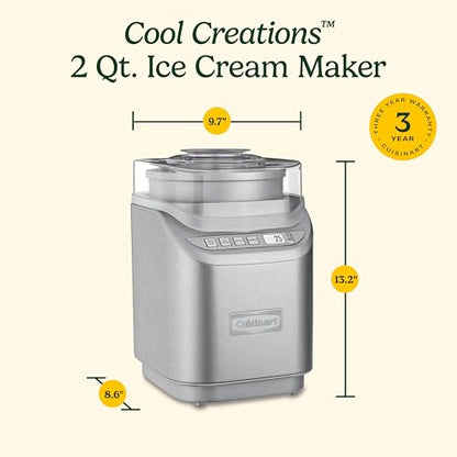 Cuisinart Ice Cream Maker Machine w/Countdown Timer, 2 qt, ICE-70P1