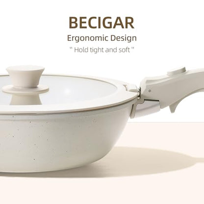 BECIGAR 23PCS Ceramic Pots and Pans Set,Nonstick, Removable Handle Pots and Pans Set, Stackable Pan Set, Ceramic Nonstick Pan Non Stick for Easy Cooking