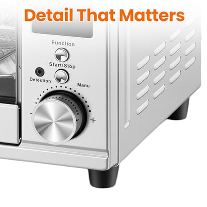 OLIXIS Toaster Oven Countertop, 29.6QT Air Fryer Toaster Oven Combo, 12-in-1 with Smart Probe, Broil, Bake, Toast & Specialized Presets, Temp Up to 450°F, 6 Accessories Included, Stainless Steel