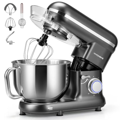 VIVOHOME Stand Mixer, 6-Quart Tilt-Head Kitchen Mixer with Bowl, Gray
