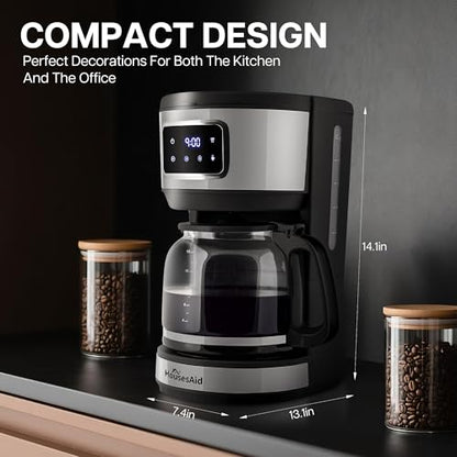 HousesAid 12 Cup Programmable Drip Coffee Maker, Touchscreen Brewer...