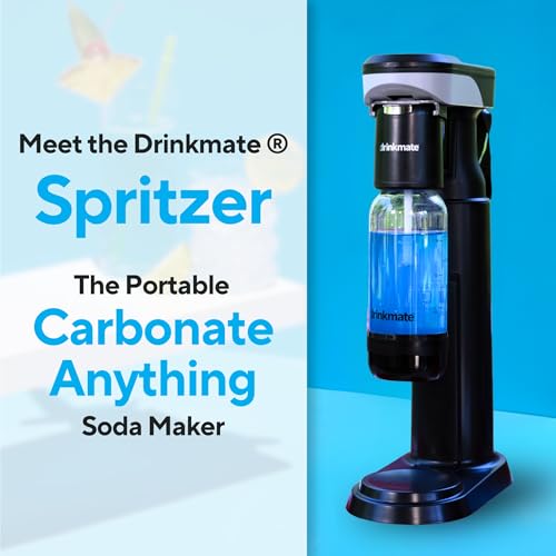 Drinkmate Spritzer Portable Sparkling Water and Soda Streaming Machine | Carbonates Any Drink | Includes Two 3oz CO2 Cartridges + One BPA-Free Bottle