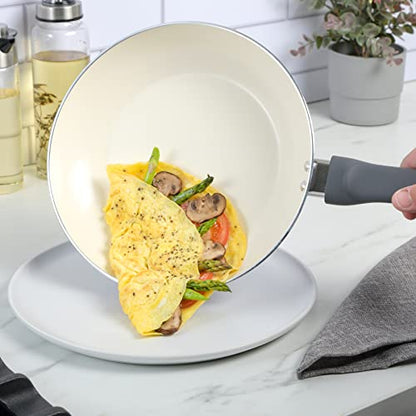 Spice by Tia Mowry Savory Saffron 16-Piece Healthy Nonstick Ceramic Cookware Set - Grey