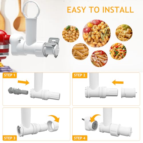 Pasta Maker Attachment for Kitchenaid Stand Mixer with 6 Different Shapes of Pasta Outlet, Durable for Kitchenaid Accessories and Attachments, Dishwasher Safe
