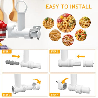Pasta Maker Attachment for Kitchenaid Stand Mixer with 6 Different Shapes of Pasta Outlet, Durable for Kitchenaid Accessories and Attachments, Dishwasher Safe