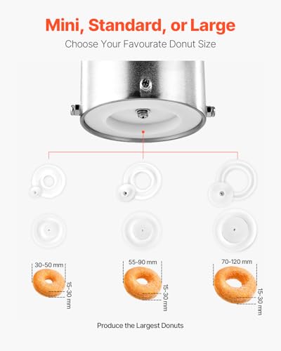 VEVOR Commercial Automatic Donuts Machine, Single Row Donuts Making Equipment, Stainless Steel Frying Auto Fryer, with 3 Size Molds, Auto Counting