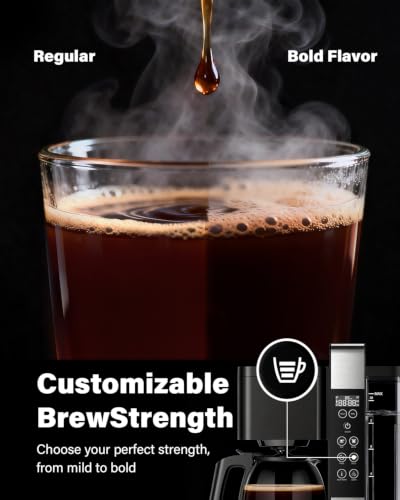 SHARDOR Drip Coffee Maker 10 Cup Programmable, Regular&Bold, LED Display