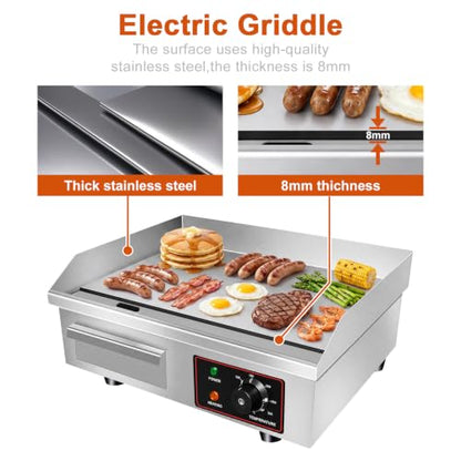 110V 3000W 22" Electric Griddle Grill for Home Commercial,Adjustable Temp