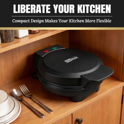 FineMade 7 Inches Classic Waffle Maker Machine, belgian waffle maker with PFAS-Free Ceramic Non-Stick Plates,Waflera electrica, Thin Waffle Maker Crispy, Round Waffle Iron, Graphite