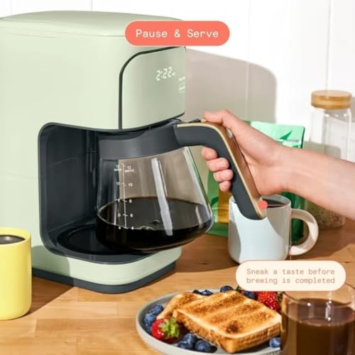 Wonderful Programmable 12-Cup Coffee Maker with Touch Controls, Auto Brew Timer, 1200W, 3 Brew Strengths, Keep Warm, Dishwasher-Safe, Premium Countertop Coffee Machine (Sage Green)