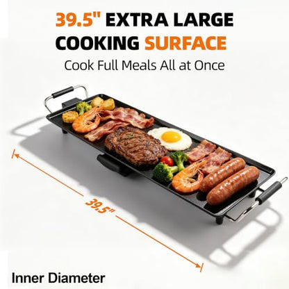 I-Keukenn 30-Inch Electric Griddle & Teppanyaki Grill, 1400W Large Non-Stick Surface, Intelligent Temperature Control, Easy to Clean. Indoor/Outdoor Use for Pancakes, BBQ, Camping & Gatherings