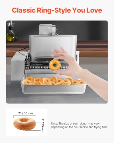 VEVOR Commercial Automatic Donuts Machine, 6 Rows Donuts Making Equipment, 360 pcs/hour Electric High Power Doughnut Maker, Stainless Steel Frying Auto Fryer, with Intelligent Control
