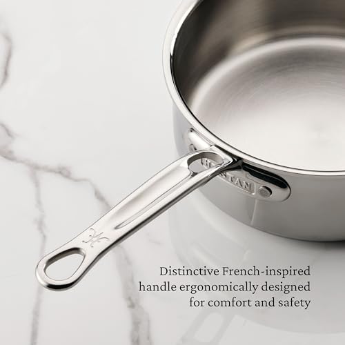 Hestan ProBond Luxe 2-Quart Saucepan with Lid, Professional Clad Stainless Steel, ProCore Tri-Ply Clad Construction, Polished Exterior, Induction & Oven Safe