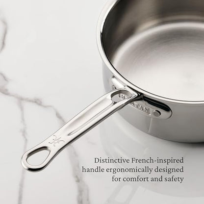 Hestan ProBond Luxe 2-Quart Saucepan with Lid, Professional Clad Stainless Steel, ProCore Tri-Ply Clad Construction, Polished Exterior, Induction & Oven Safe
