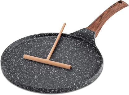 DOTUHAO Nonstick Crepe Pan Set, 5 Piece Set Kitchen Pancake Grill Pan, 8 Inch Granite Coating Flat Skillet Tawa Dosa Tortilla Pans, Pizza Pans, Fry-Pan Compatible with All Stovetops (8 Inch)