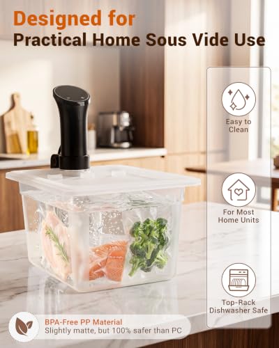 EVERIE 12QT Sous Vide Container BPA-Free with Reinforced Hinged Lid
