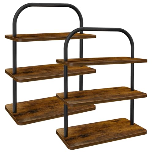 OugeWood 3 Tier Cupcake Stand 2 PACK Wooden Metal Cupcake Stand Reusable Cupcake Display Stand Tiered Tray Stand Dessert Table Display Set Serving Trays for Party Rustic Farmhouse Vendor