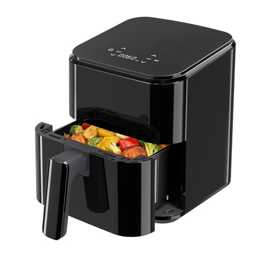 NEWBULIG Air Fryer, Compact Digital 3 Qt Airfryer with Nonstick Plate & Dishwasher Safe Basket, Quick Easy Meals, Features Auto Shutoff and Simple Touchscreen, Ideal for Small Spaces