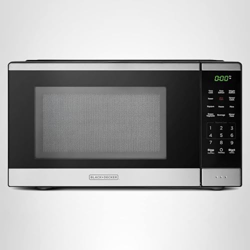 BLACK+DECKER Countertop Microwave Oven 0.9 Cu Ft, 6 Auto Menus, Child Lock, Memory Function, 10 Power Levels, Easy One-Touch Start, Digital Panel, 900W