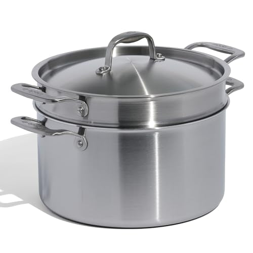 Made In Cookware | 8 Quart Stainless Steel Stock Pot With Lid and Pasta Insert | 5 Ply Stainless Clad | Professional Cookware | Crafted in Italy | Induction Compatible