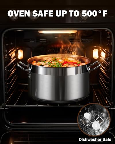 Cooks Standard Stainless Steel Stockpot 9 QT, Dutch Oven Pot with Lid, Professional Stock Pot with Lid for Pasta, Soup, Spaghetti, Oven Safe, Dishwasher Safe, Cookware for Canning, Boiling, Simmer