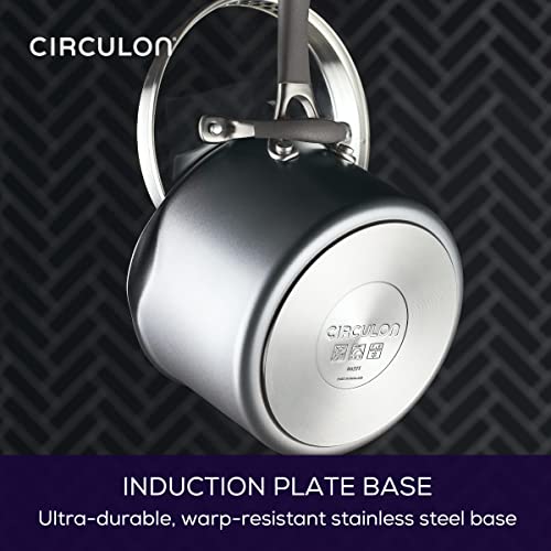 Circulon A1 Series w/ ScratchDefense Nonstick Induction Straining Sauce Pan with Lid, 3-Quart, Saucepan with Pour Spout, Graphite