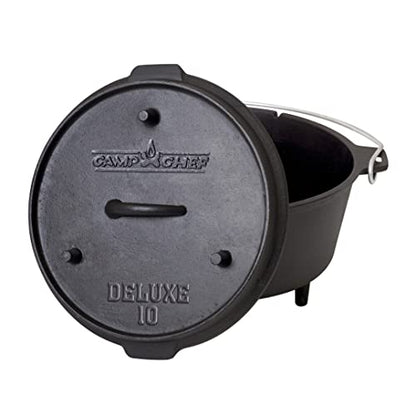 Camp Chef DO10-6 Quart Dutch Oven Pre-Seasoned Cast Iron with Lift Tool and Lid