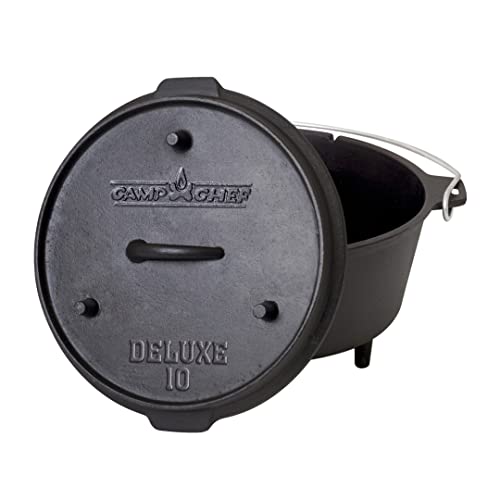 Camp Chef DO10-6 Quart Dutch Oven Pre-Seasoned Cast Iron with Lift Tool and Lid