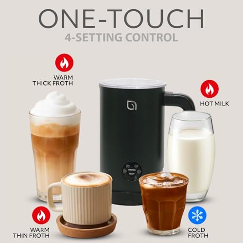 WILLOW Eco Series Milk Frother, 4 in 1 Milk Steamer, One Button Operation Hot and Cold Foam Maker 8.12oz/240ml Milk Warmer for Coffee & Latte, Made from 99% Recycled Plastics, 100% Non-Toxic
