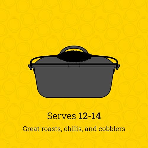 Lodge 9 Quart Pre-Seasoned Cast Iron Dutch Oven with Lid - Wire Bail Handle for Easy Transfer from Cooking Surface to Table - Use in the Oven, on the Stove, on the Grill or over the Campfire - Black