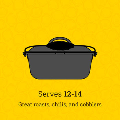 Lodge 9 Quart Pre-Seasoned Cast Iron Dutch Oven with Lid - Wire Bail Handle for Easy Transfer from Cooking Surface to Table - Use in the Oven, on the Stove, on the Grill or over the Campfire - Black