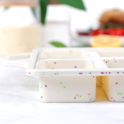 Vinino Silicone Mini Loaf Pans with Metal Reinforced Frame-2 Pack, Non-stick Silicone Bread Pan for Baking 8-Cavity, Tiny Banana Bread Set, Dishwasher Safe Brownie Pan-Cream