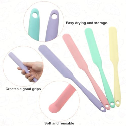 4 Pcs Silicone Jar Spatula, Non-Stick Heat Resistant Cake Cream Spatulas Set, 9.8 inch Cake Cream Butter Spatulas(4 colors）
