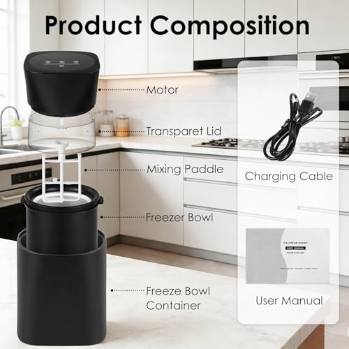 KITOART Mini Electric Ice Cream Maker Machine, USB-C Rechargeable