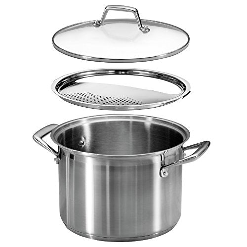 Tramontina Lock & Drain Stainless Steel 8-Quart Pasta Pot with Lid and Strainer