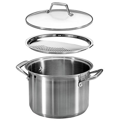 Tramontina Lock & Drain Stainless Steel 8-Quart Pasta Pot with Lid and Strainer