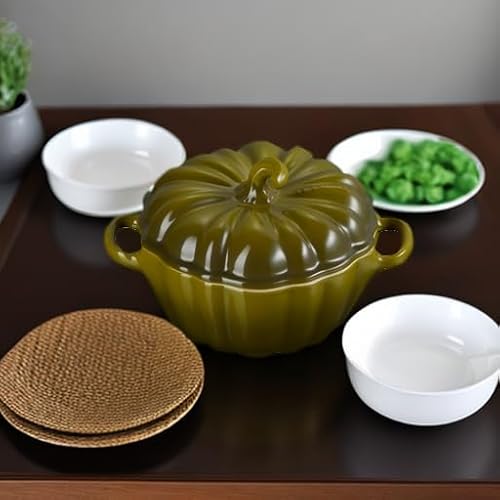 Le Creuset Stoneware Pumpkin Mini Cocotte, 12 oz., Olive