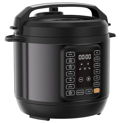 Sweetcrispy 16-in-1 Electric Pressure Cooker 8QT, 12-Preset Multi Cookers with Ceramic Pot, Slow Cook Rice Steamer Sauté Soup Yogurt Maker and More, Recipe Book