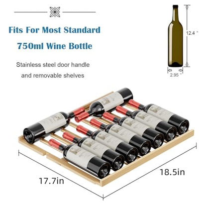 Antarctic Star 24 Inch Wine Fridge, 52 Bottle Wine Cooler Refrigerator. 39-64°F Dual Zone Wine Refrigerator Glass Door, Built in or Freestanding Under Counter Fridge for Home Bar Office