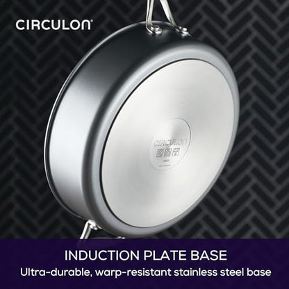 Circulon A1 Series with ScratchDefense Nonstick Induction Cookware, Large Saute Pan with Lid, Nonstick Pan, 5-Quart, Graphite