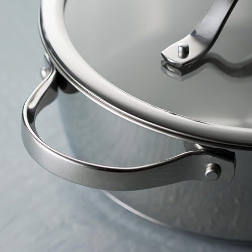 Tramontina Tempo Tri-Ply Base Stainless Steel 6-Quart Braiser Pan with Glass Lid, Induction-Ready, Oven-Safe, Dishwasher-Safe