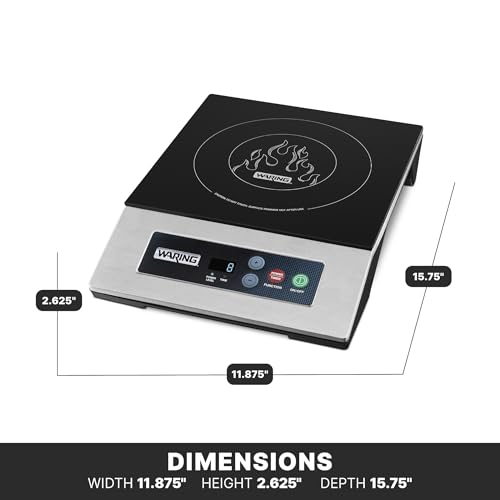Waring Commercial Induction Cooktop, Single-Range, Cooking Surface 11.5" x 11.75", 10 Power Settings, Up to 450°F, for Professional Kitchens & Restaurants, 120V, WIH200