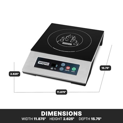 Waring Commercial Induction Cooktop, Single-Range, Cooking Surface 11.5" x 11.75", 10 Power Settings, Up to 450°F, for Professional Kitchens & Restaurants, 120V, WIH200