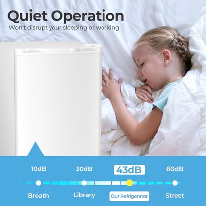 Antarctic Star 2.56 Cu.Ft. Mini Fridge with Freezer, Small Refrigerators with Adjustable Thermostat, Low Noise, Energy Saving, Compact Refrigerators for College Dorm, Office, Bedroom, Apartment, White
