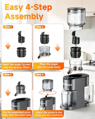 AFBEST Juicer Machines with 5.8" Large Chute, 2-in-1 Cold Press Juicer for Whole Vegetables Fruits Making Nut Milk, 100oz Capacity Masticating juicer for Daily Wellness, Easy to Clean, Premium Gray