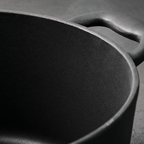 Tramontina Bestow Enameled Cast Iron Dutch Oven Pot with Lid, Round 5.5-quart, Matte Black with Gold Knob