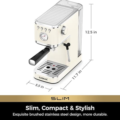 CHULUX Slim Espresso Machine with Milk Frother for Home Cappuccino, Creamy