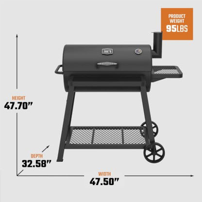 Oklahoma Joe’s Laredo Series 900 Offset Charcoal Smoker and Grill with 916 sq. in. Cooking Area in Black
