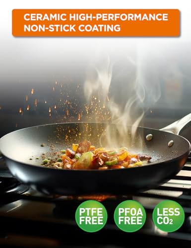Commercial CHEF 7-Piece ECOPAN Hard Anodized Aluminum Cookware Set, Ceramic Non-Stick Non-Toxic Pots and Pans Set with Lids, Induction Kitchen Cooking Set, Oven & Dishwasher Safe, PFOA & PTFE Free
