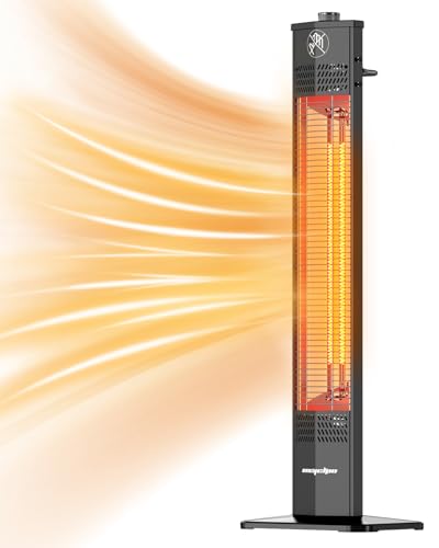 Encyclpo Patio Heater for Outdoor Use,1500W Infrared, 36 in Portable Tower Heater, 3 Levels, IPX5 Waterproof, Tip-Over&Overheat Protection for Garage, Indoor, Large Room, Backyard, Home